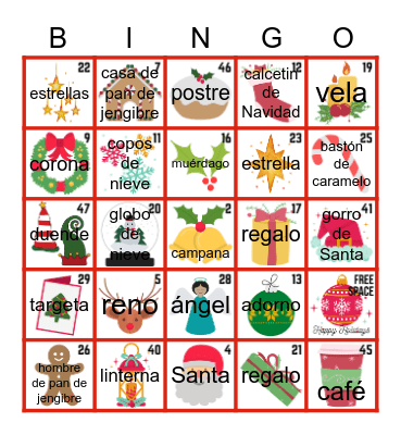 Bingo de Navidad Bingo Card