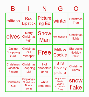 Christmas Bingo Card