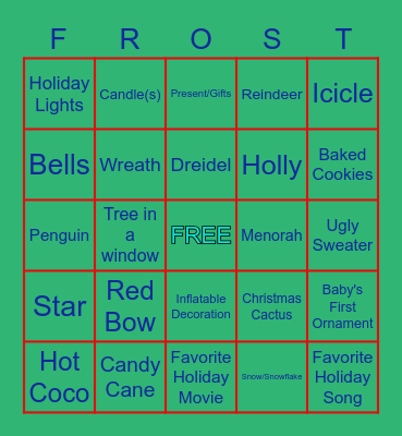 Winter Scavenger Hunt Bingo Card