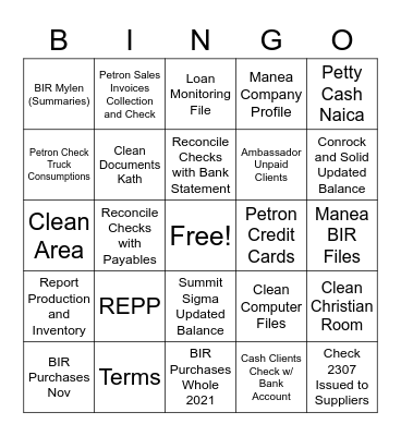 Productive Bingo! Bingo Card