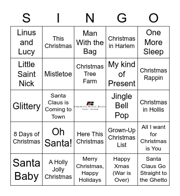 Christmas Songs Bingo Card