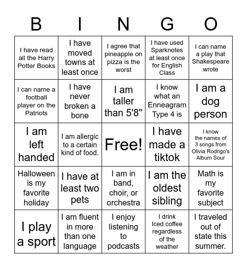 Be in the Know Bingo! Bingo Card
