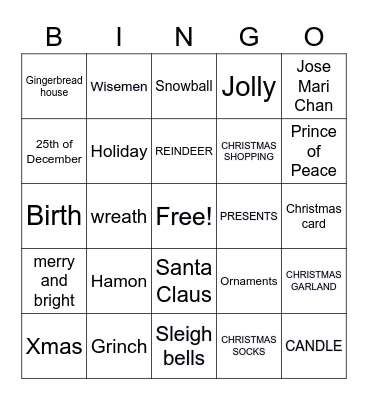 FINANCE CHRISTMAS BINGO Card