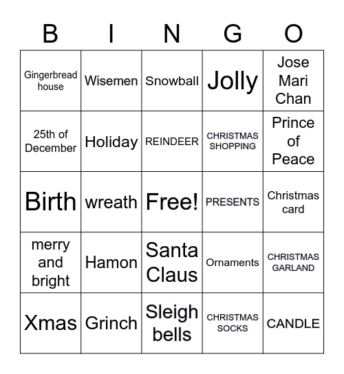 FINANCE CHRISTMAS BINGO Card