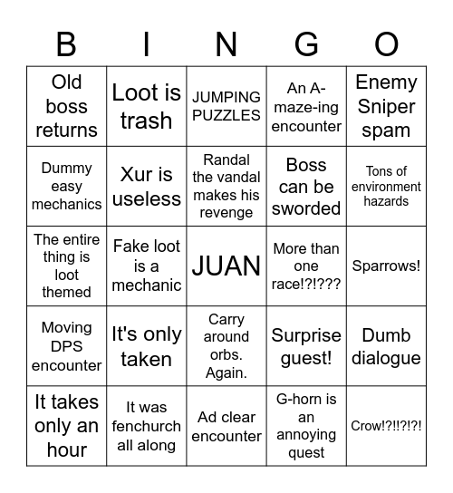 🅱️rasp of Avarice Bingo Card