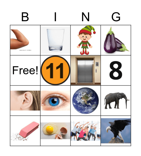 Letter E Bingo Card