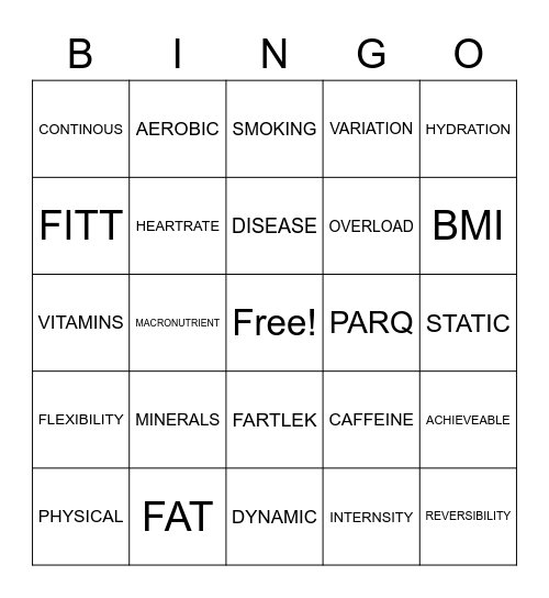 UNIT 2 BINGO Card