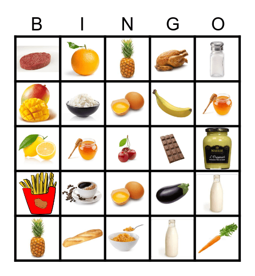 FOOD Bingo Card