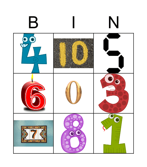 numeros 0 - 10 Bingo Card