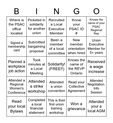 SOLIDARITY! Bingo Card