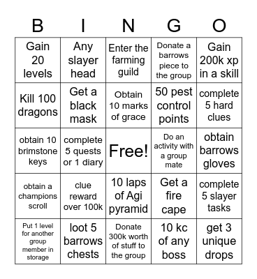 OSRS Bingo Card