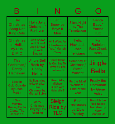 Christmas Songs Bingo Card