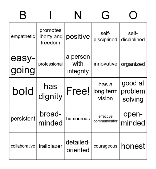 USP Bingo Card