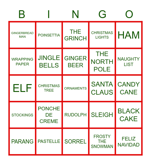 VERRY MERRY CHRISTMAS BINGO Card