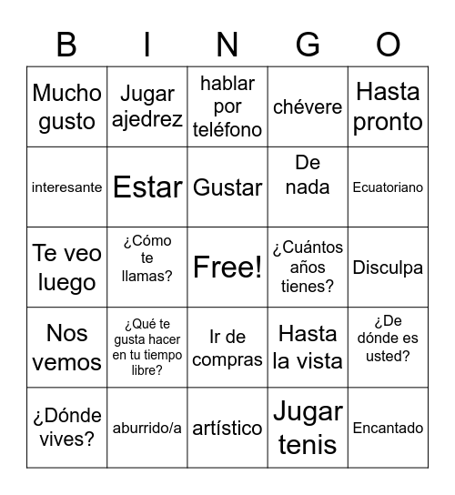 Ava Rodriguez Bingo Card