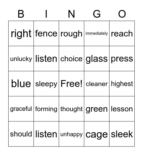blue spelling lesson 40-44 Bingo Card