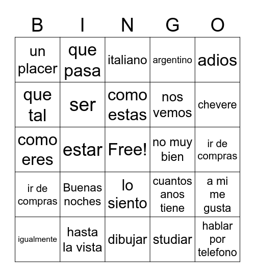 Allison Bingo Card