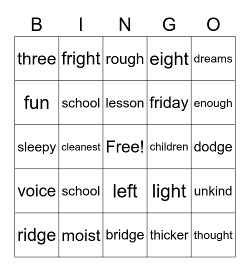 blue spelling lesson 4549 Bingo Card