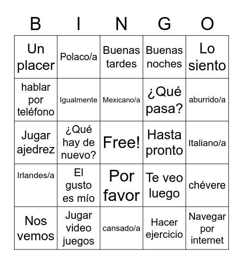 Benjiman Cabello Bingo Card