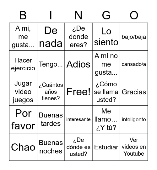 Kevin Chen Bingo Card