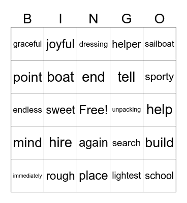 blue bingo lesson 50-54 Bingo Card