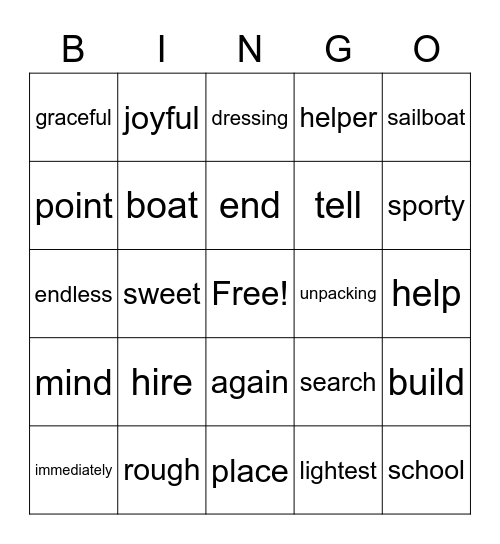 blue bingo lesson 50-54 Bingo Card