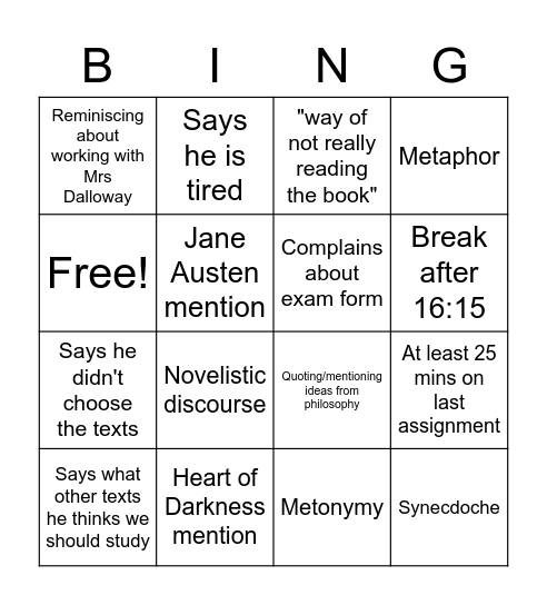 Charles bingo Card