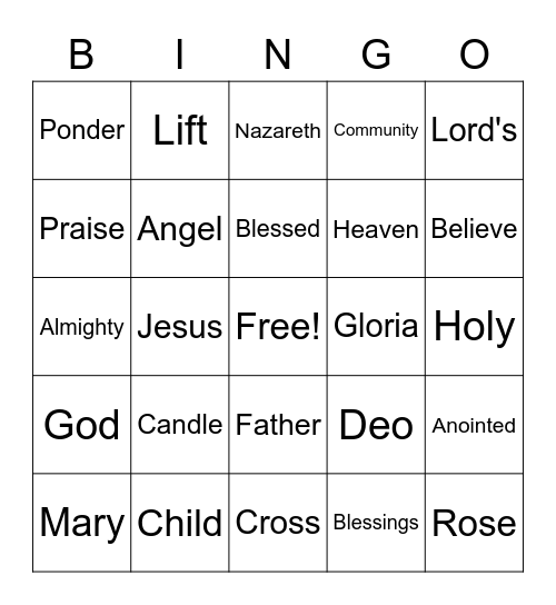 December 12 Worship Words Bingo  (Listen for words during worship and mark them when you hear them)  Just for fun - no prizes Bingo Card