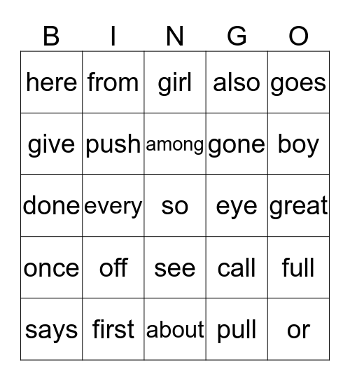 Red Word Bingo Card
