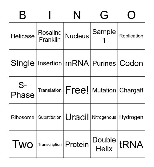 Unit 3 Review Bingo Card