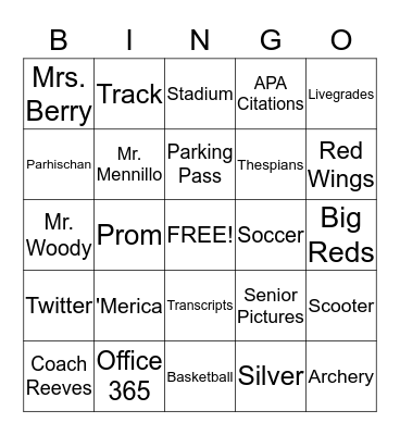 Big Red Bingo Card