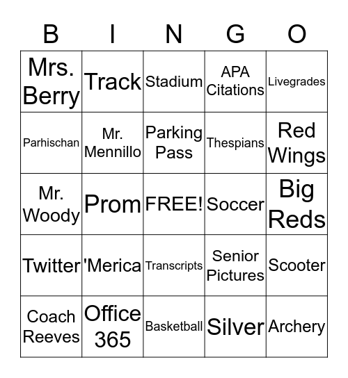 Big Red Bingo Card