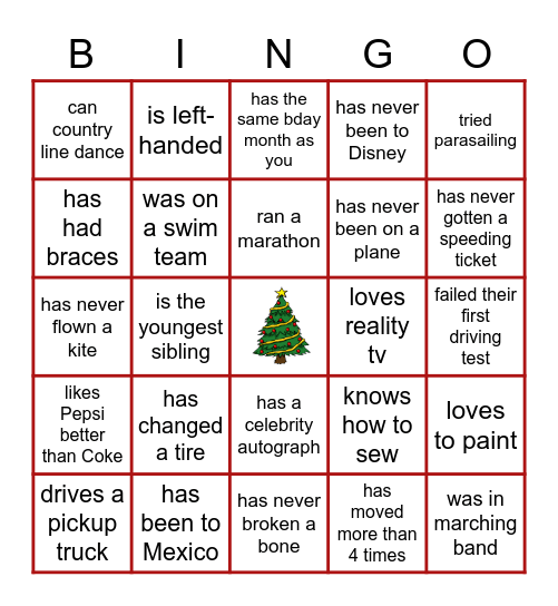 AGED Icebreaker Bingo Card