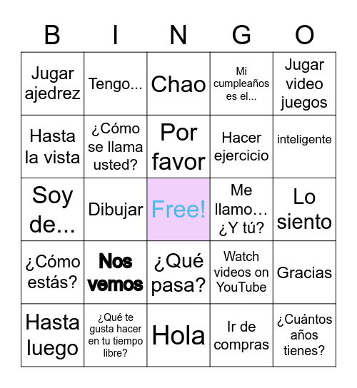 Sharon Bingo Card