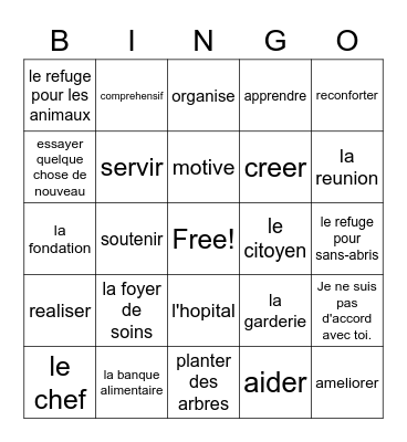 Au boulot, les benevoles Bingo Card