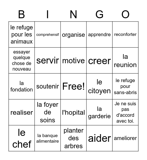 Au boulot, les benevoles Bingo Card