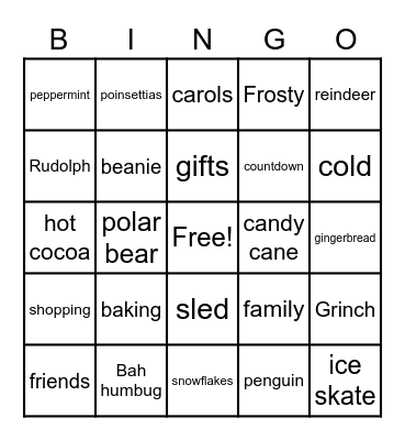UWS Holiday Party Bingo Card