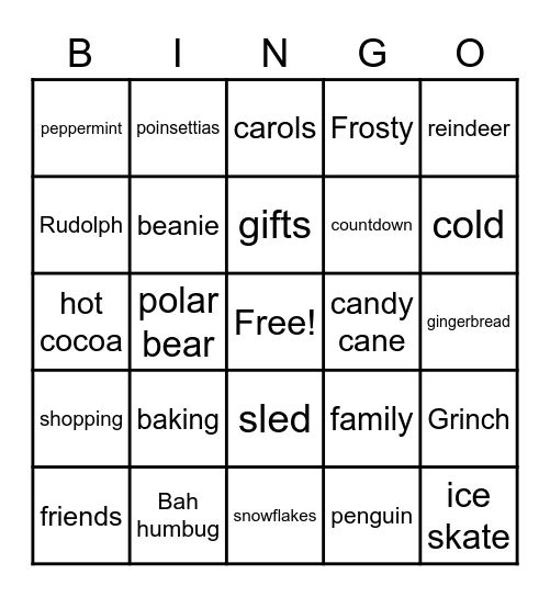 UWS Holiday Party Bingo Card