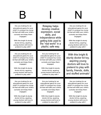 Elana Bingo Card