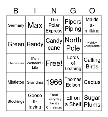 Unified Holiday Trivingo! Bingo Card