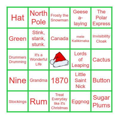 Unified Holiday Trivingo! Bingo Card