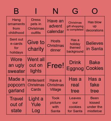 Holiday Bingo Card