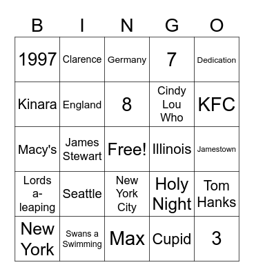 Holiday Bingo Card