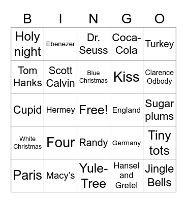 Holiday Quiz Bingo Card
