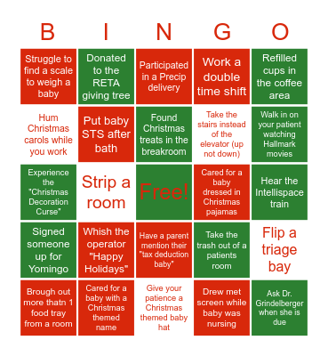 The Birthplace Christmas Bingo Card