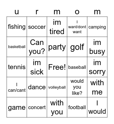 tu madre Bingo Card