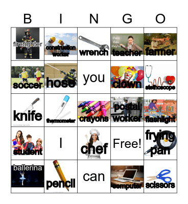 GK U4 W1 Whose Shoes? Bingo Card