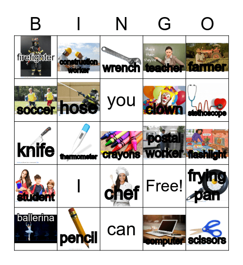 GK U4 W1 Whose Shoes? Bingo Card