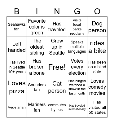 ERG get to know you Bingo Card