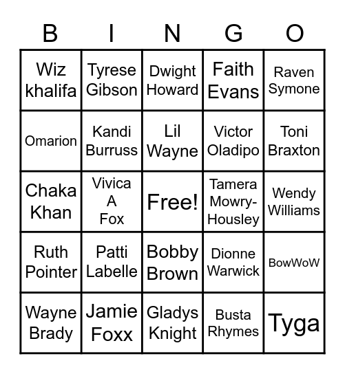 Masked Singer Bingo Card